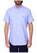 Thumbnail Chemise en coton bleu ciel unie avec unecoupe droite et un col boutonné