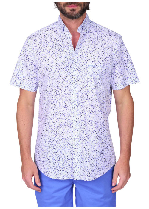 Chemise en coton biologique blanche unie à une coupe droite avec un col boutonné