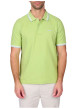 Thumbnail Polo en coton biologique vert uni avec une coupe droite et un col boutonné