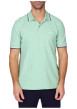 Thumbnail Polo en coton biologique vert d'eau uni avec une coupe droite et un col boutonné