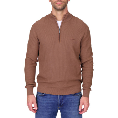 Pull en coton biologique taupe uni avec une...