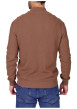 Thumbnail Pull en coton biologique taupe uni avec une coupe droite et un col camionneur - Image 2
