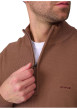 Thumbnail Pull en coton biologique taupe uni avec une coupe droite et un col camionneur - Image 3
