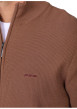 Thumbnail Pull en coton biologique taupe uni avec une coupe droite et un col camionneur - Image 4