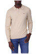 Thumbnail Pull en coton beige uni avec une coupe droite et un col polo