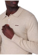 Thumbnail Pull en coton beige uni avec une coupe droite et un col polo - Image 3