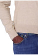 Thumbnail Pull en coton beige uni avec une coupe droite et un col polo - Image 4