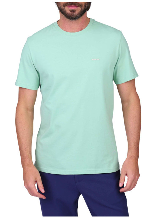 T-shirt en coton biologique vert d'eau uni avec...