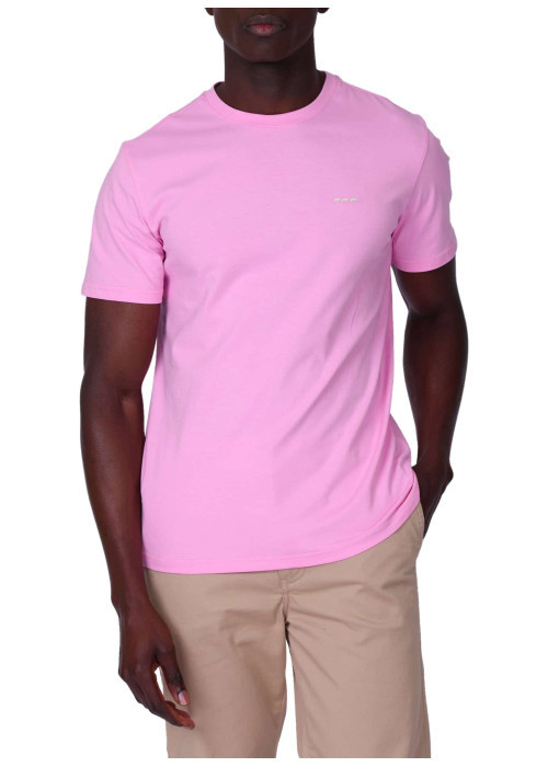 T-shirt en coton biologique rose uni avec une...
