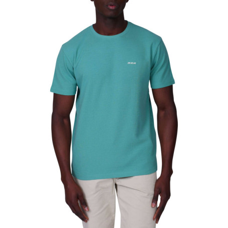 T-shirt en coton vert d'eau uni avec une coupe...
