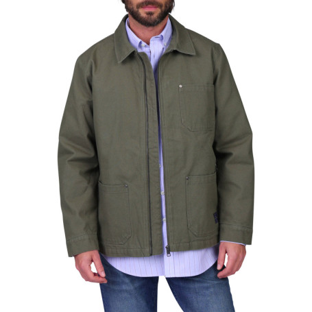 Blouson en coton kaki uni avec une coupe droite...