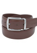 Thumbnail Ceinture en cuir marron uni avec un logo embossé et une boucle métallique - Image 2