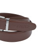Thumbnail Ceinture en cuir marron uni avec un logo embossé et une boucle métallique - Image 3