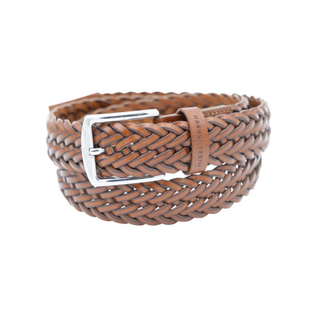 Ceinture en cuir marron uni tressée avec une...