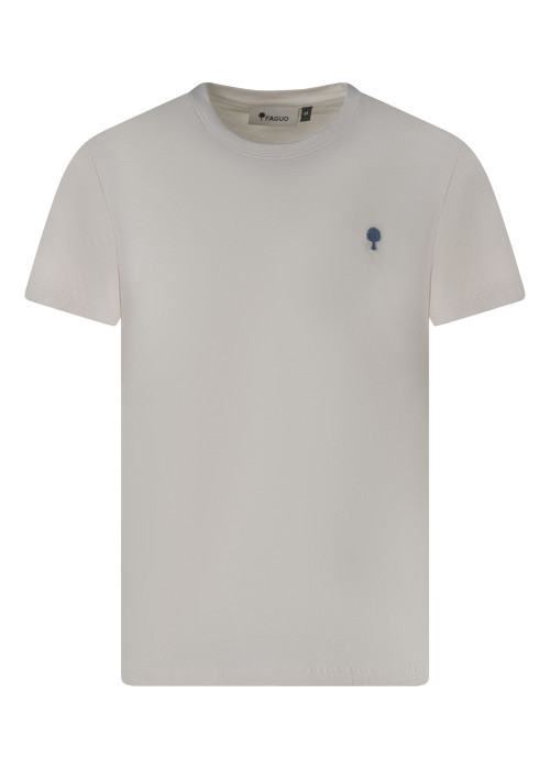 T-shirt en coton écru uni pourvu d'une coupe...