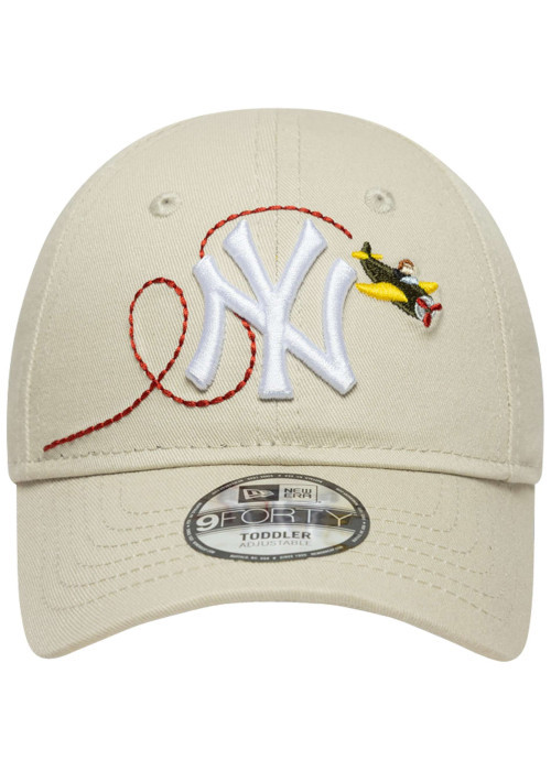 Casquette en coton beige à imprimé avec une bande auto-agrippante