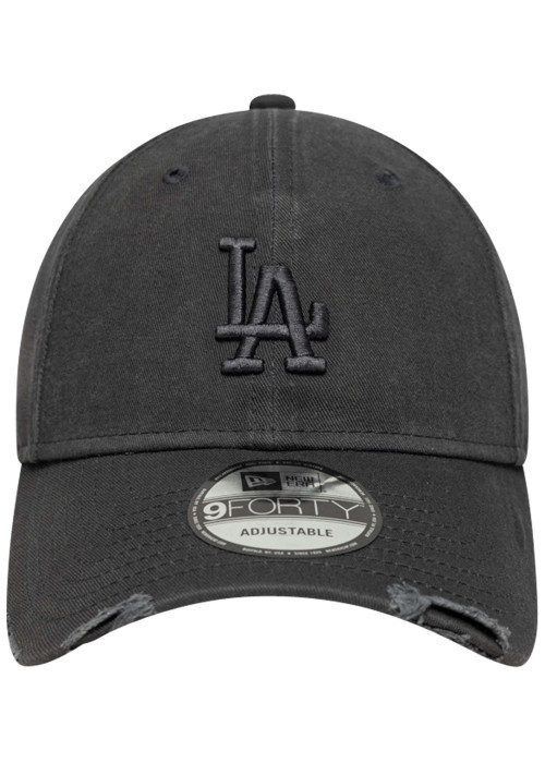 Casquette en coton gris foncé effet abîmé avec une fermeture strapback