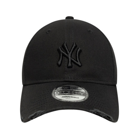 Casquette en coton noire effet abîmé avec...
