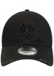 Thumbnail Casquette en coton noire effet abîmé avec fermeture strapback