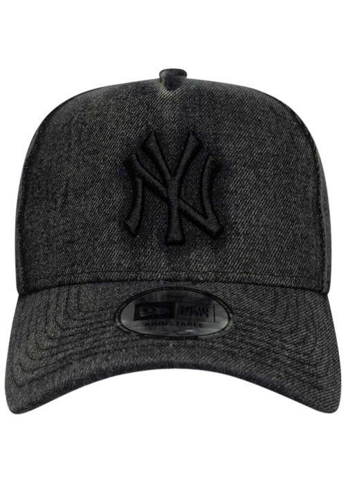 Casquette noire unie effet délavé avec une fermeture snapback