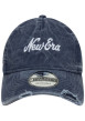 Thumbnail Casquette en coton marine unie effet délavé avec fermeture strapback