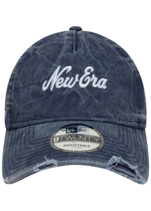 Casquette en coton marine unie effet délavé avec fermeture strapback