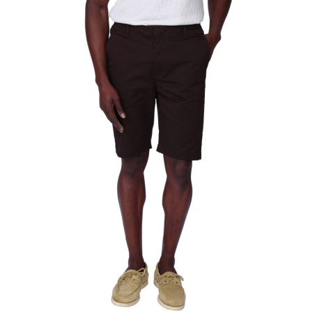 Short chino en coton marron uni avec des poches...