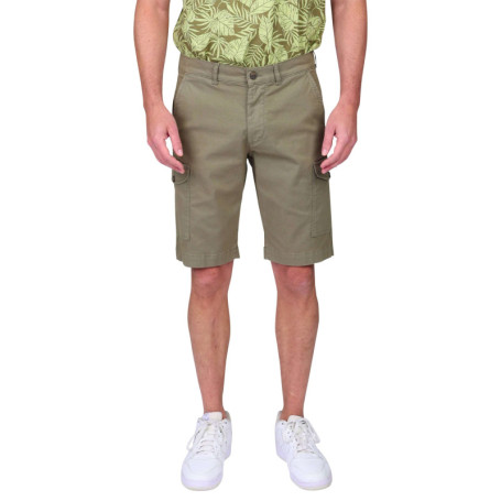 Short chino en coton kaki uni avec des poches...