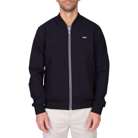 Blouson noir uni avec une coupe droite et une...