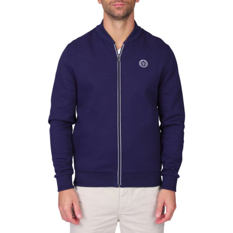 Gilet en coton mélangé marine uni avec une...