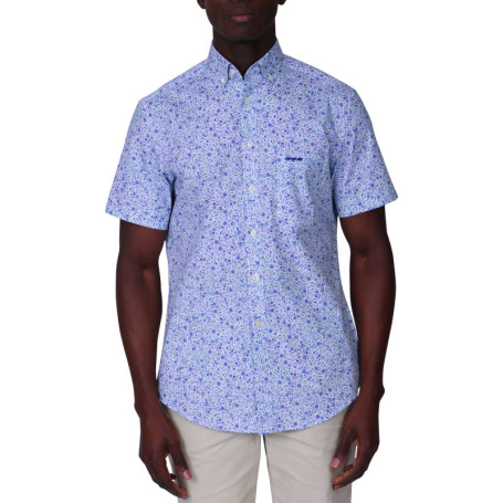 Chemise en coton biologique bleu fantaisie avec...