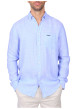 Thumbnail Chemise en lin bleu ciel unie avec une coupe droite et un col boutonné