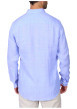 Thumbnail Chemise en lin bleu ciel unie avec une coupe droite et un col boutonné - Image 2