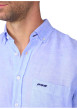 Thumbnail Chemise en lin bleu ciel unie avec une coupe droite et un col boutonné - Image 3