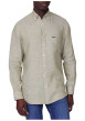 Thumbnail Chemise en lin kaki unie avec une coupe droite et un col boutonné