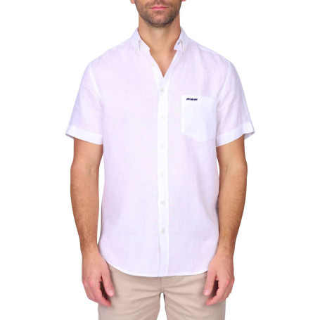 Chemise en lin blanche unie avec une coupe...