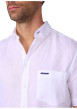 Thumbnail Chemise en lin blanche unie avec une coupe droite et un col boutonné - Image 3