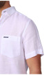 Thumbnail Chemise en lin blanche unie avec une coupe droite et un col boutonné - Image 4