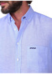 Thumbnail Chemise en lin bleu ciel unie avec une coupe droite et un col boutonné - Image 3