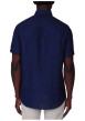 Thumbnail Chemise en lin indigo unie avec une coupe droite et un col boutonné - Image 2