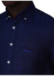 Thumbnail Chemise en lin indigo unie avec une coupe droite et un col boutonné - Image 3