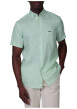 Thumbnail Chemise en lin vert d'eau unie avec une coupe droite et un col boutonné