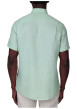 Thumbnail Chemise en lin vert d'eau unie avec une coupe droite et un col boutonné - Image 2