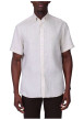 Thumbnail Chemise en lin beige unie avec une coupe droite et un col boutonné