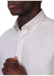 Thumbnail Chemise en lin beige unie avec une coupe droite et un col boutonné - Image 3