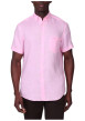 Thumbnail Chemise en lin rose unie avec une coupe droite et un col boutonné