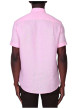 Thumbnail Chemise en lin rose unie avec une coupe droite et un col boutonné - Image 2