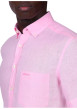Thumbnail Chemise en lin rose unie avec une coupe droite et un col boutonné - Image 3