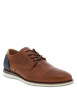 Thumbnail Sneakers en cuir cognac à talon plat et des surpiqûres marine - Image 3
