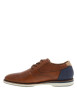 Thumbnail Sneakers en cuir cognac à talon plat et des surpiqûres marine - Image 2